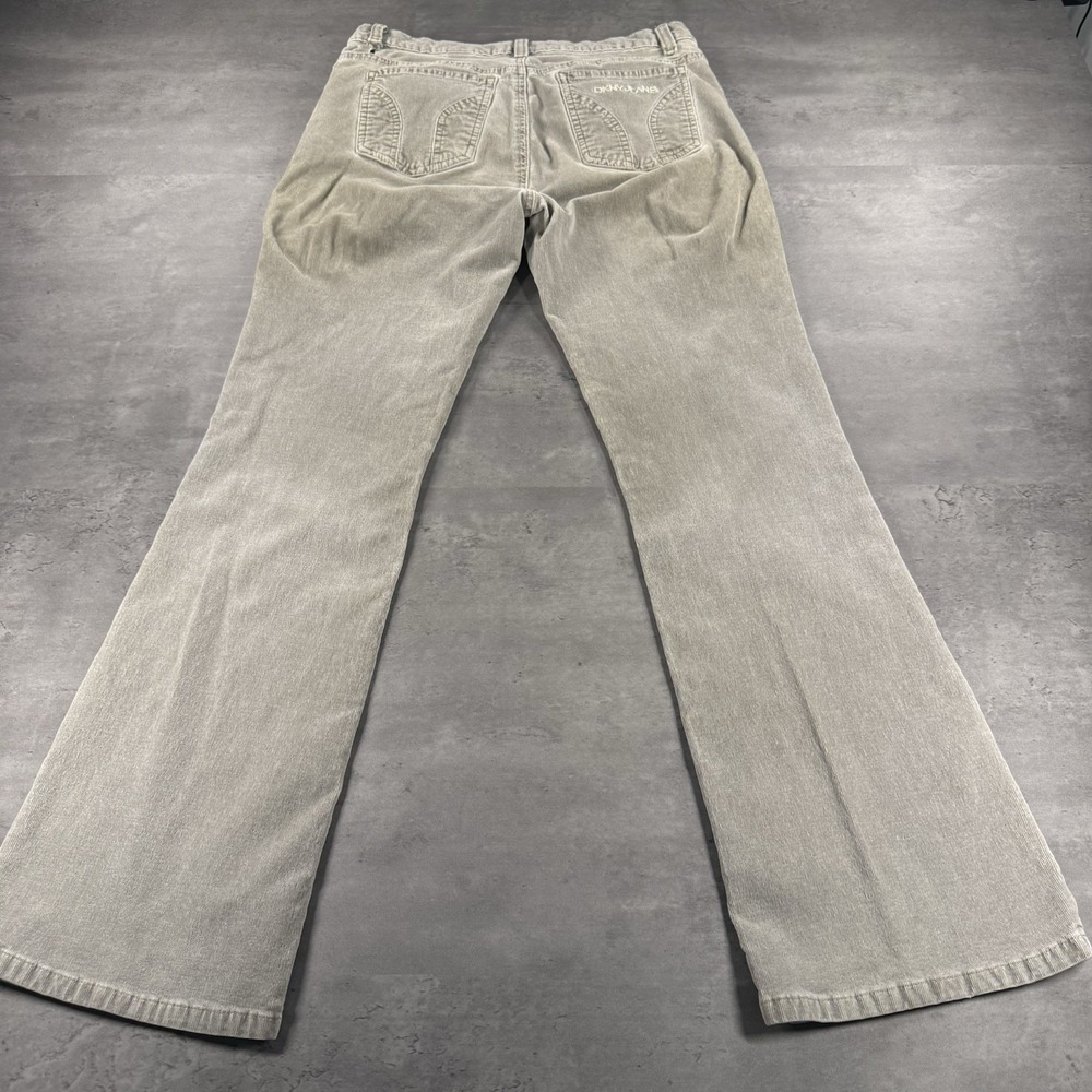 DKNY Jeans Women 10 Green Gray Faded Flare Denim Stretch 90s Y2K Bootcut‎ Pants
